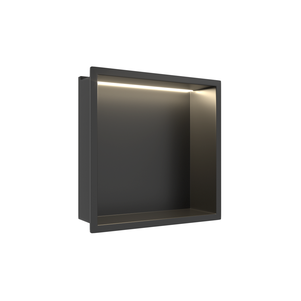 Edelstahlnische 30x30x10CM mit LED-Beleuchtung Schwarz/Edelstahl
