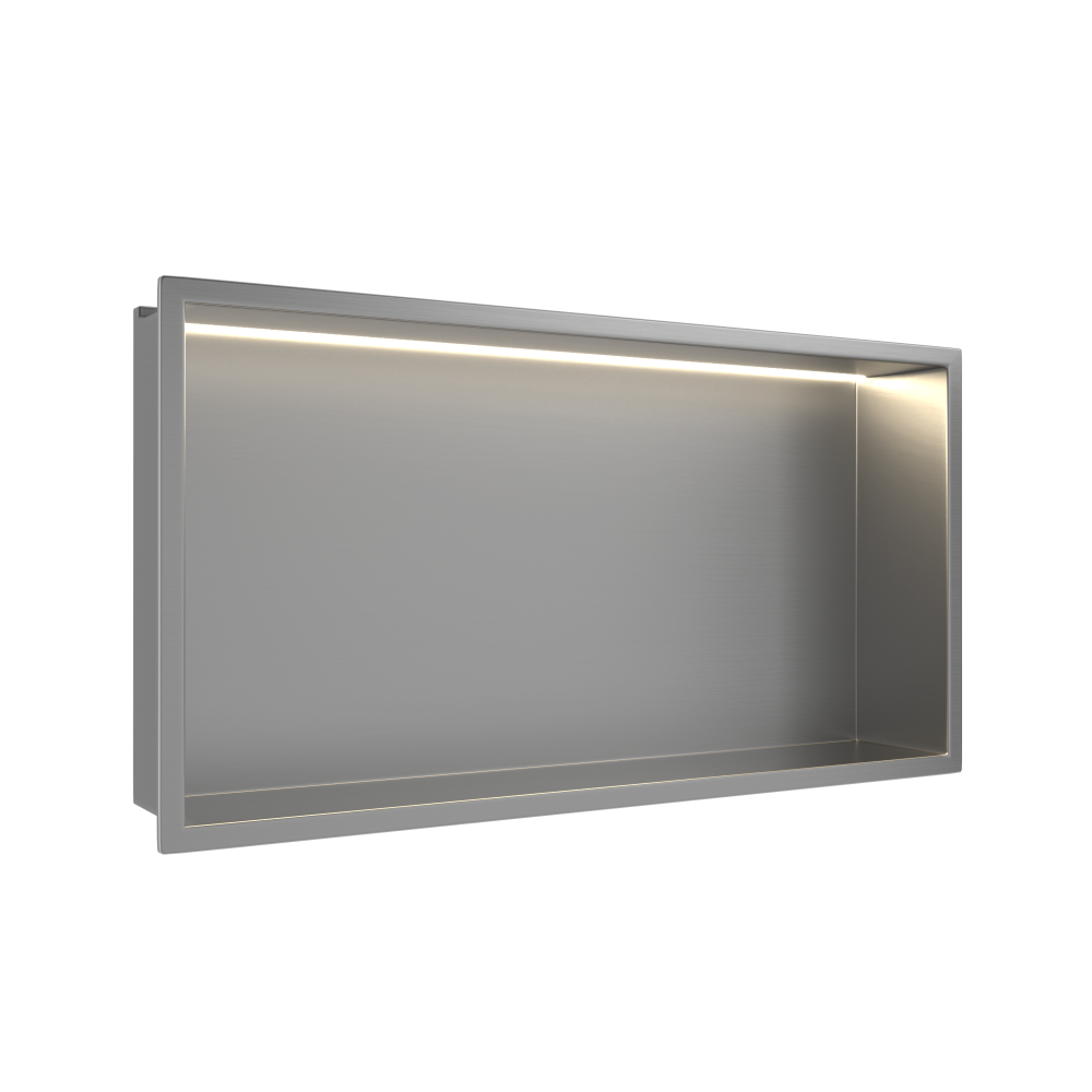 Edelstahlnische 30x60x10CM mit LED-Beleuchtung Schwarz/Edelstahl