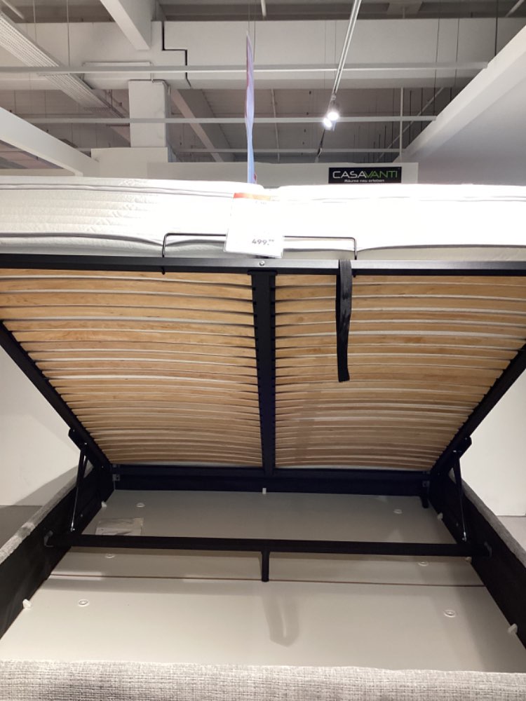 Bett Bohome Stoffbezug grau/ KT glatt