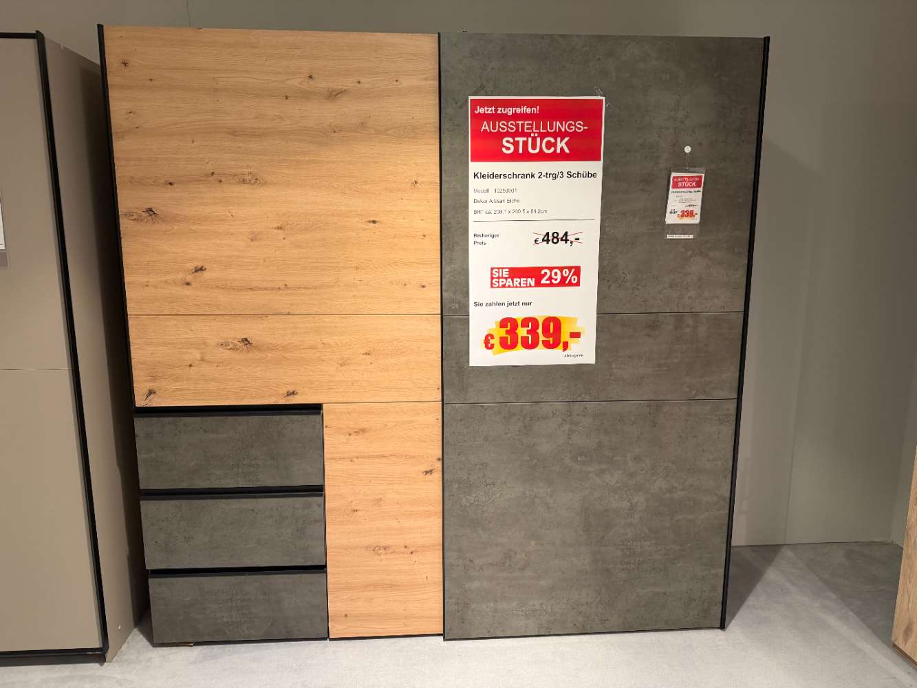 Kleiderschrank 2-trg. Dekor Artisan Eiche