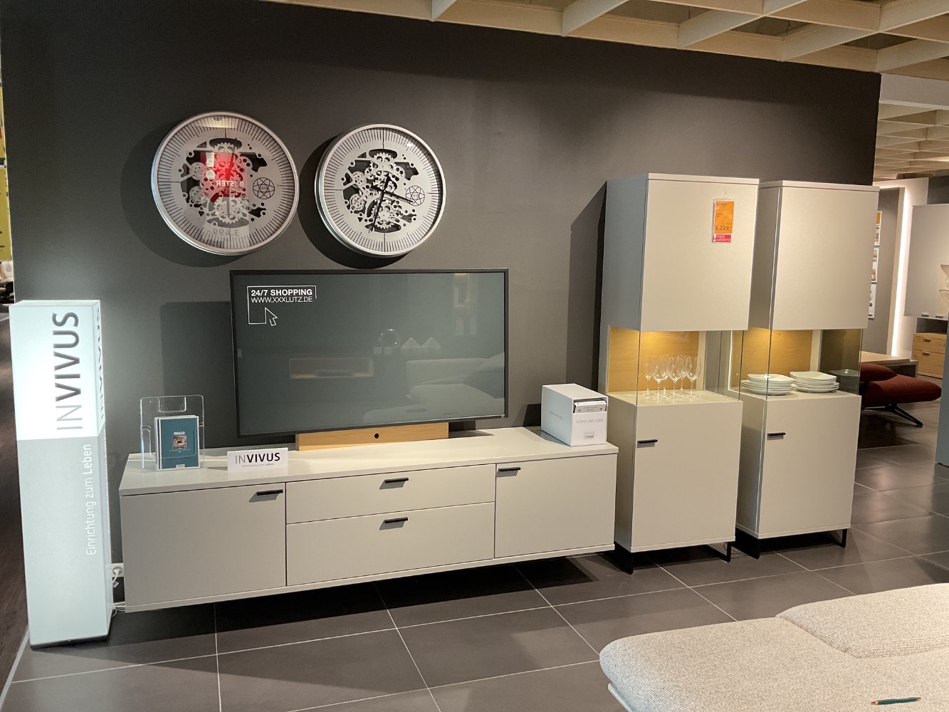 Möbel, Wohnwand, Invivus, Imago, Seidengrau, Asteiche, XXXLutz