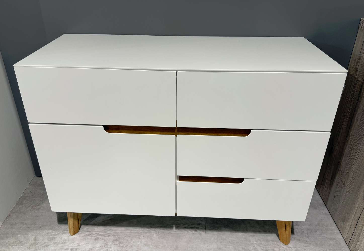 JW Kommode Weiß matt lackiert / Asteiche massiv⚡️Sparpreis⚡️