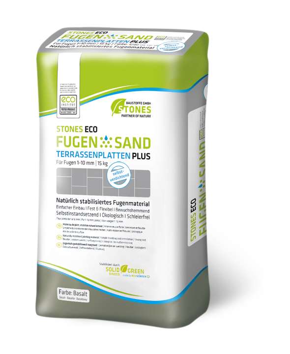 Stones Eco Fugensand 1-10mm basalt 15kg Terrassenplatten Plus