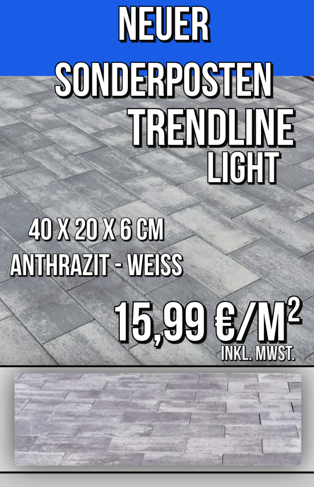Trendline-Pflaster Light 40x20x6 cm anthrazit weiß (2.Wahl)