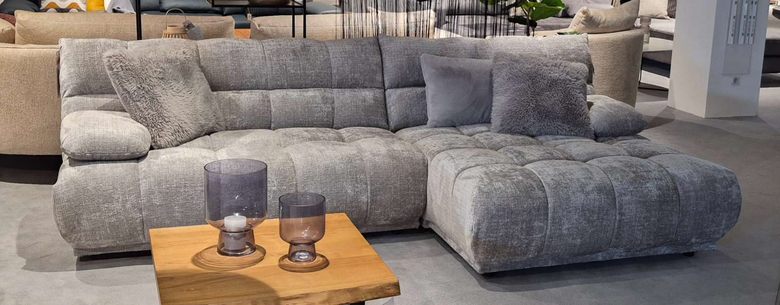 Ecksofa Bezug Mikrofaser silbergrau Stellmaß ca 278x155cm