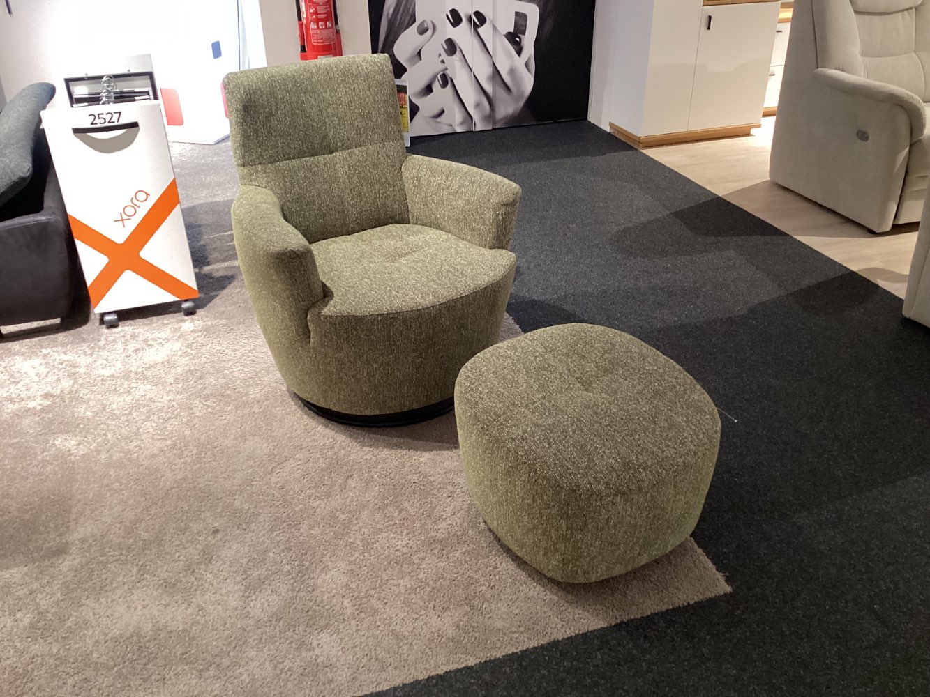 Möbel,xora Sessel + Hocker SE55,81x92x84cm,grün,XXXlutz