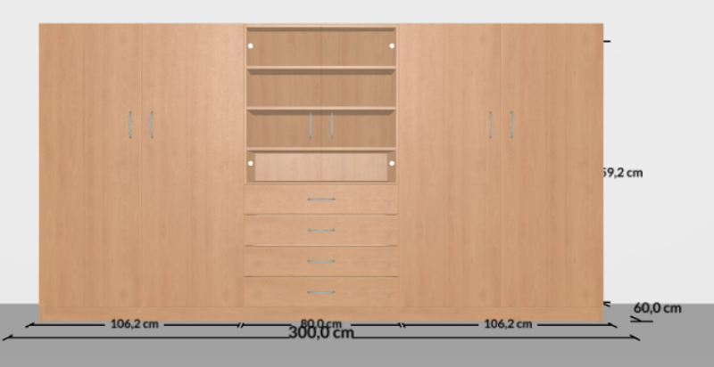 Schrank mit Schräge hinten