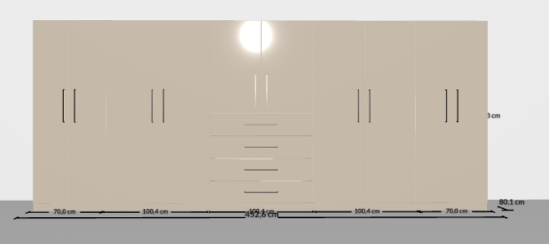 Drehtürenschrank mit Schräge hinten