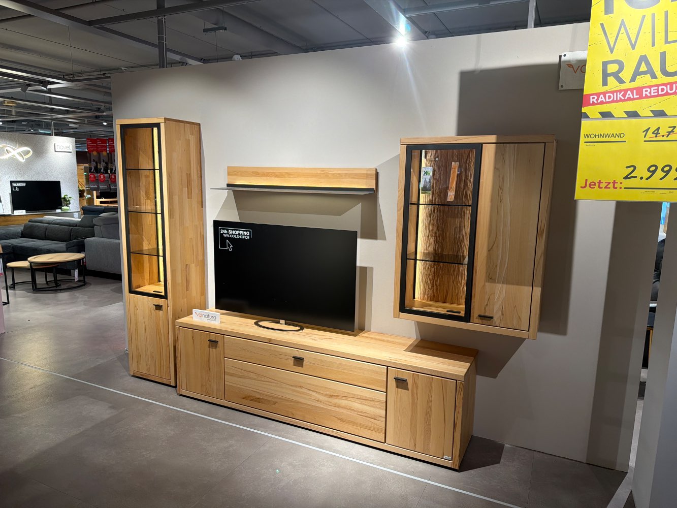 Möbel, Wohnwand Zeto, Wöstmann, Buche massiv, 301cm, XXXLutz