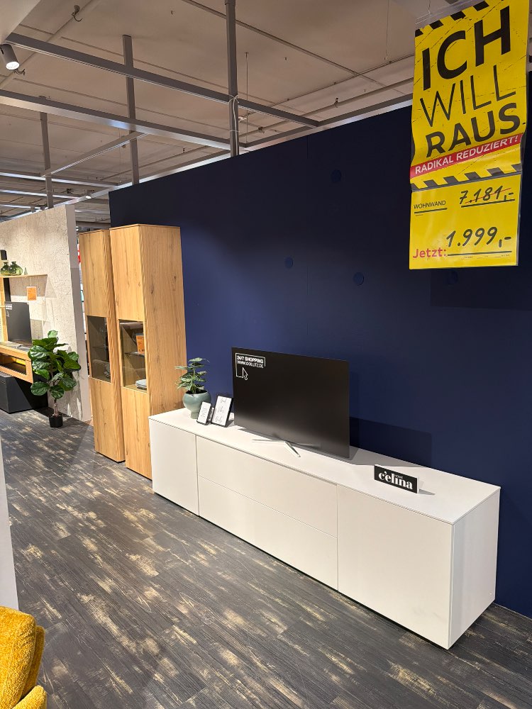 Möbel, Wohnwand Avala, Celina, weiß/eiche, 350cm, XXXLutz