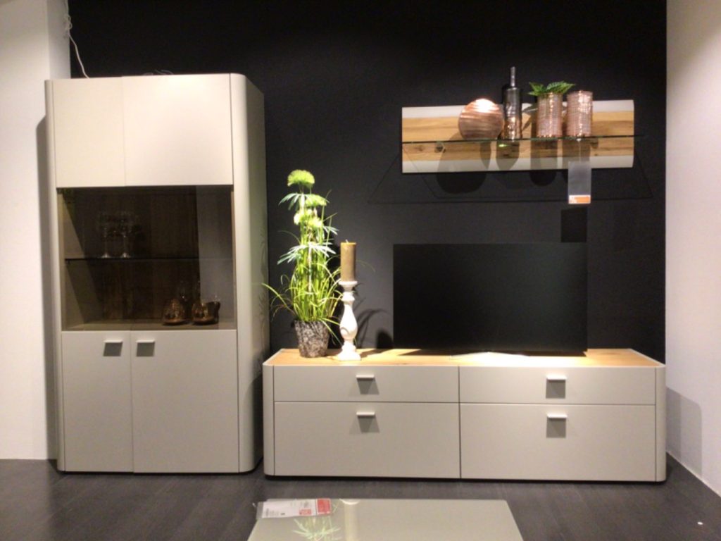 Möbel Hülsta Wohnwand Fedra grau inkl Beleuchtung XXXLutz