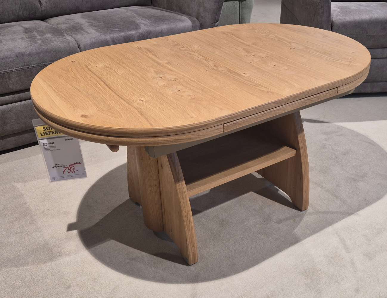 Couchtisch Wildeiche Bianco Kombilift +ausziehbar ca 110×56-75×65