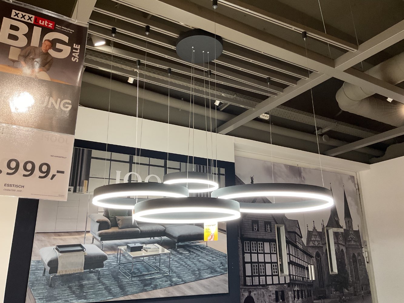 XXXLutz Ausstellungsstück Möbel Hängeleuchte Ringe LED schwarz