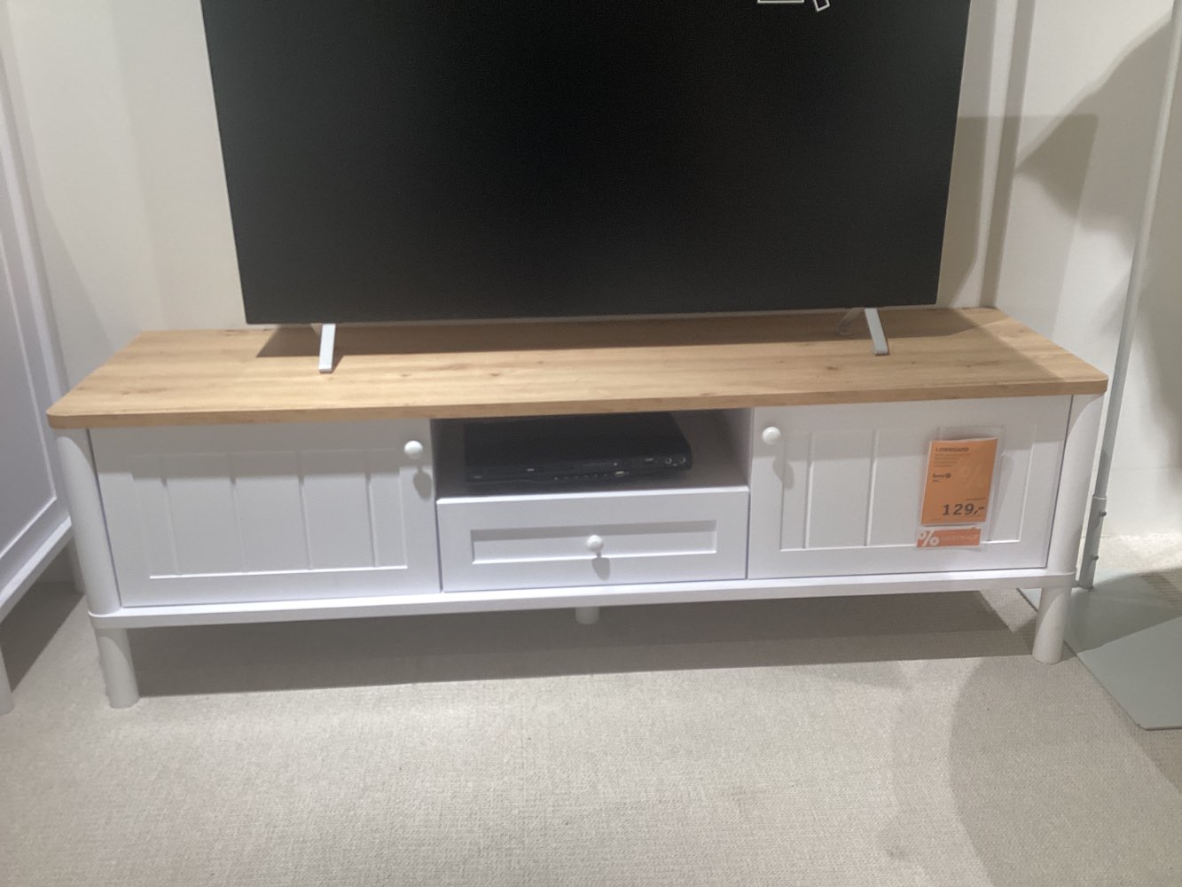 Möbel, home24, Lowboard, Nilsson, ca. 158x50x45cm, Weiß, Eiche