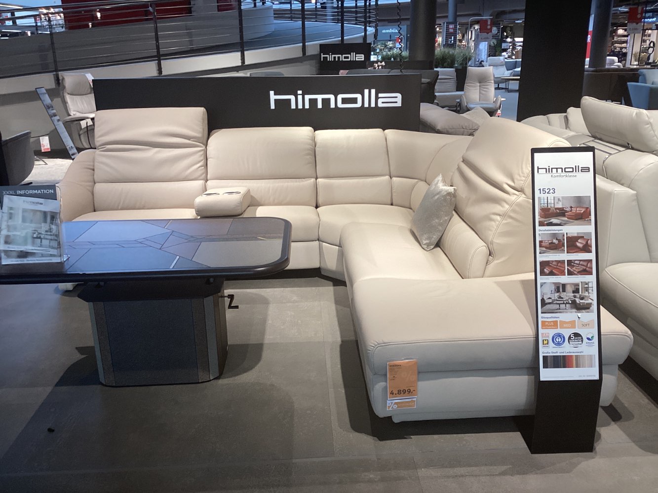 Möbel, Himolla, Ecksofa, 1523, Schenkel ca.271x288cm, Echtleder