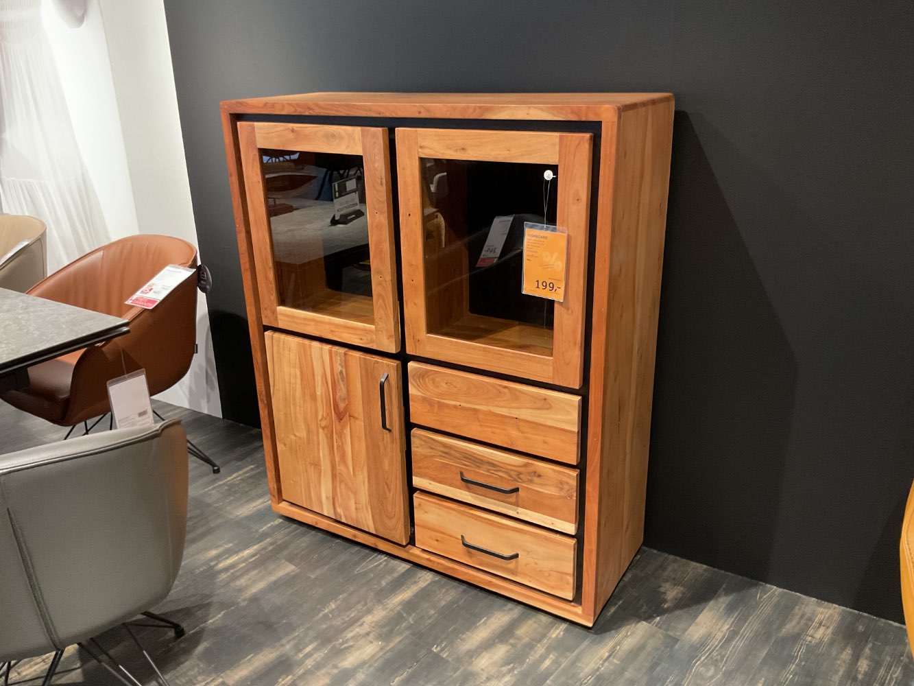 XXXLutz Ausstellungsstück Möbel Highboard Abu Akazienholz schwarz