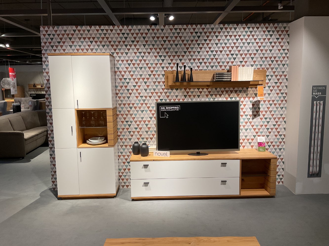 XXXLutz Ausstellungsstück Möbel Wohnwand Manitoba weiß Eiche