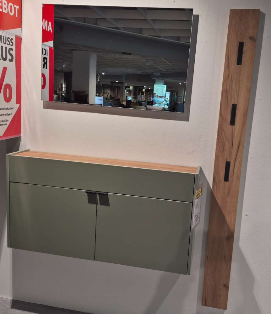Garderobe (Schuhschrank+Spiegel+Paneel) Navara Eiche /Graphit