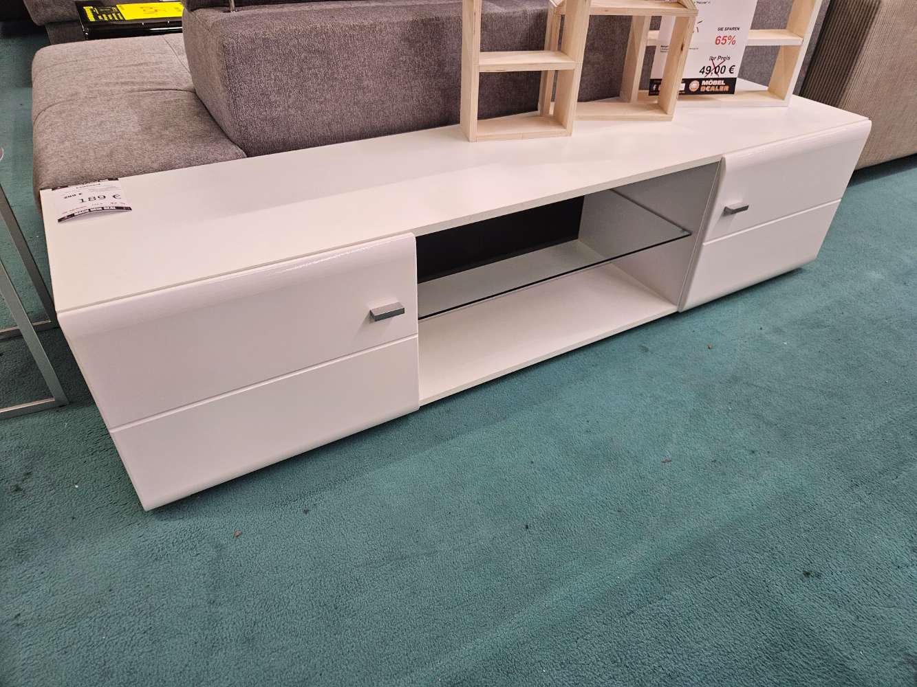 Lowboard Hochglanz Weiß statt 299€
