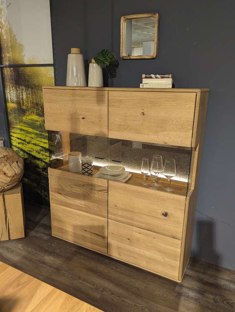 Highboard Balkeneiche Massivholz