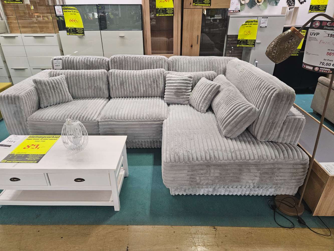 Ecksofa Breitcord Grau statt 1669€