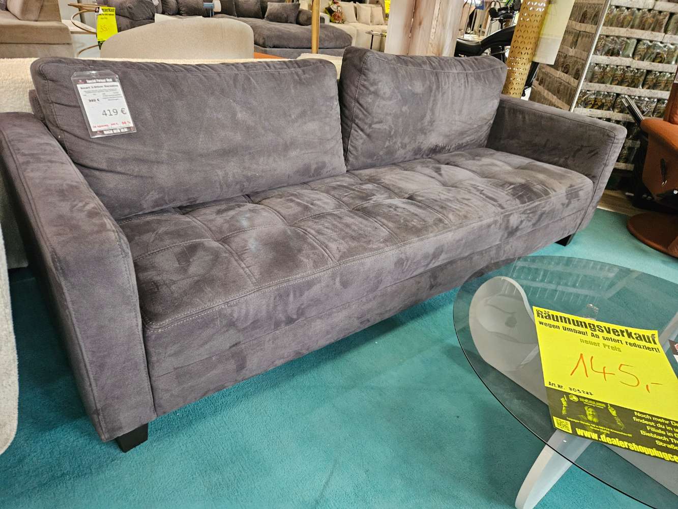 3 Sitzer Sofa Couch Mikrofaser Anthrazit statt 999€