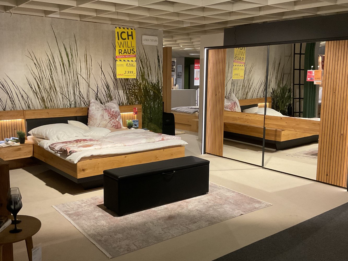 Möbel,Schlafzimmer Rubea,Eiche Teilmas.-Dekor Eiche,Spiegel,XXXL