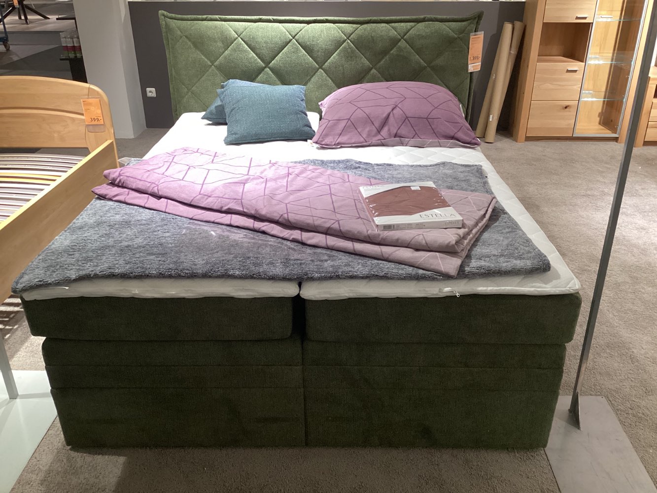Möbel Dominari Boxspringbett 160x200cm Stoff Grün XXXLutz