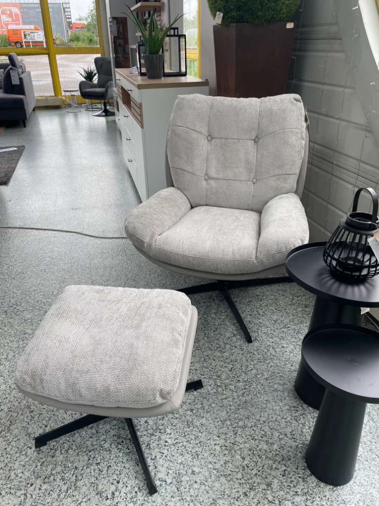 Relaxsessel mit Hocker Bezug hellgrau BHT ca 78x95x91cm