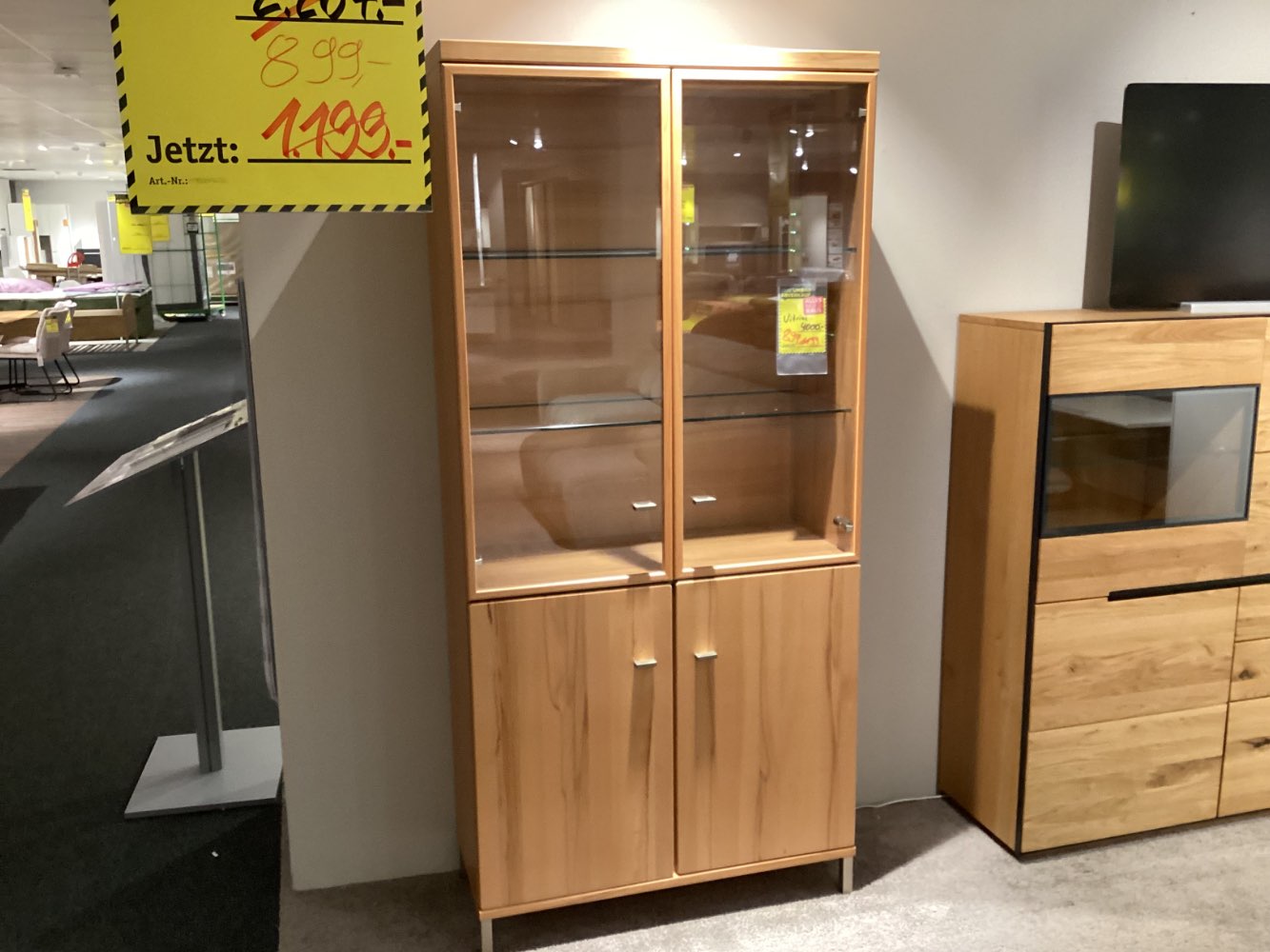 Möbel RMW Vitrine Icano 90x194x39cm Kernbuche Massiv XXXLutz
