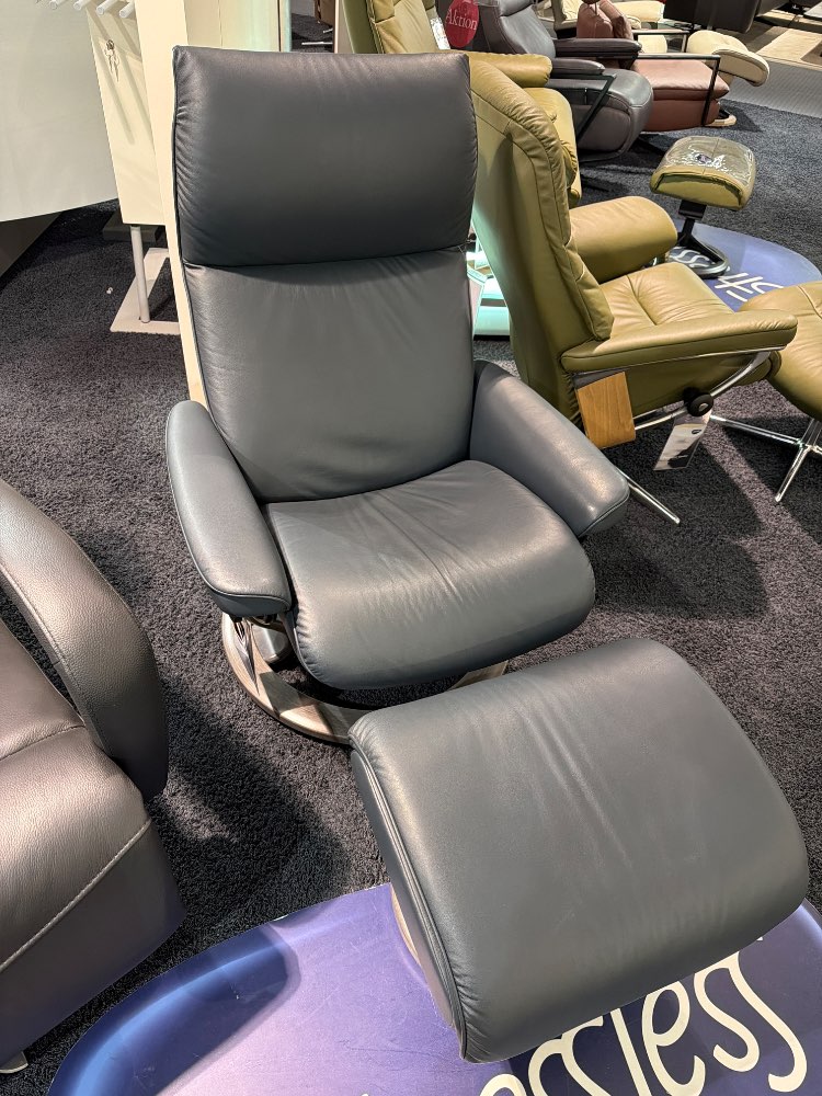 Stressless Relaxsessel mit Hocker Echtleder Shadow Blue