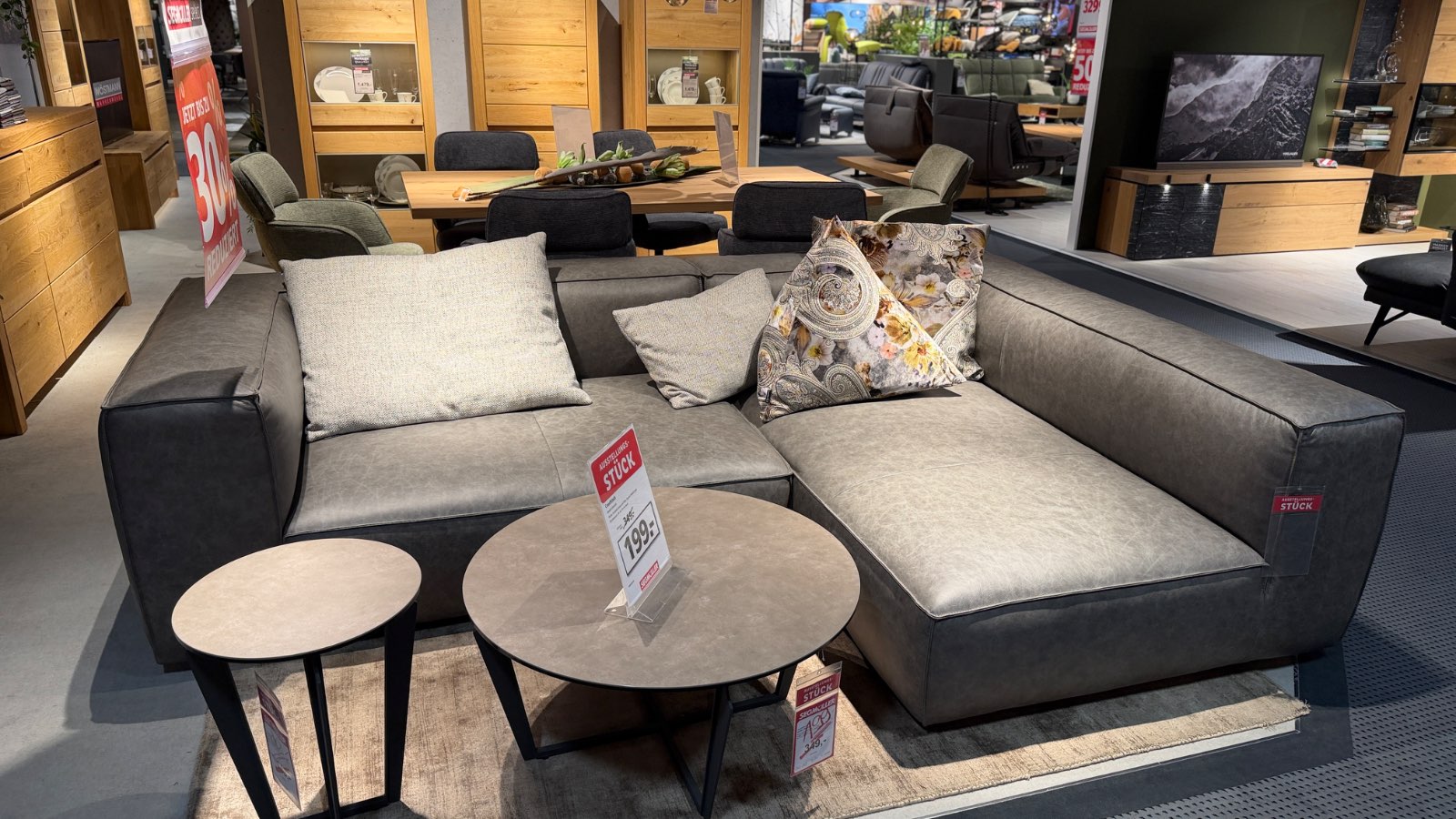 Sofa ca. 286 x 198 cm in grau