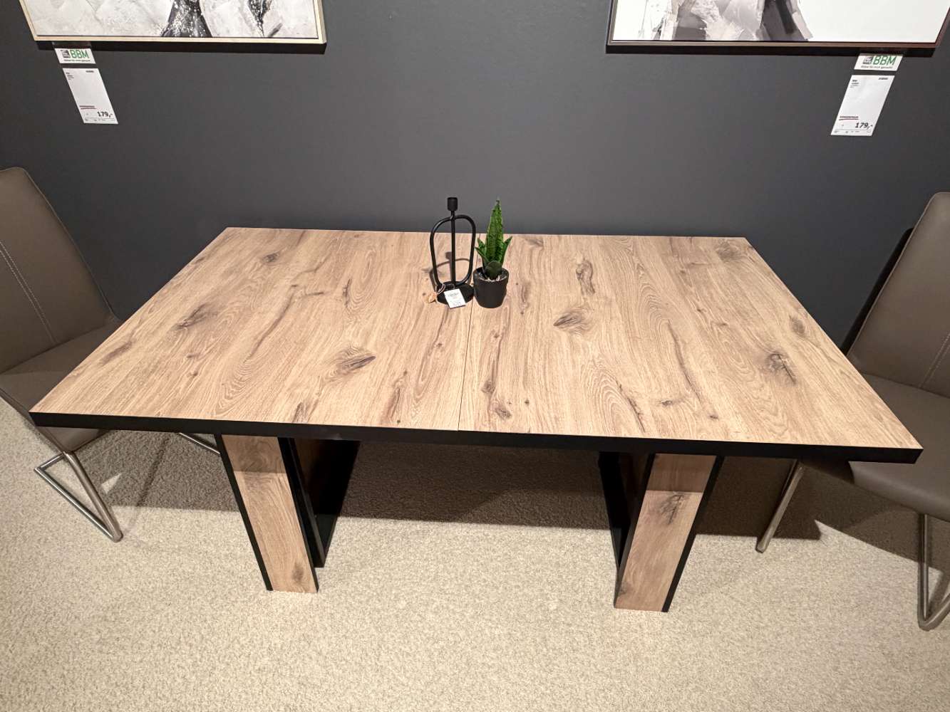 Esstisch ausziehbar / Artisan Oak /schwarz