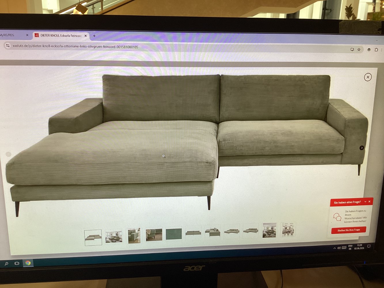 Möbel Ecksofa DieterKnoll Badia Base Feincord oliv XXXLutz Hirsch