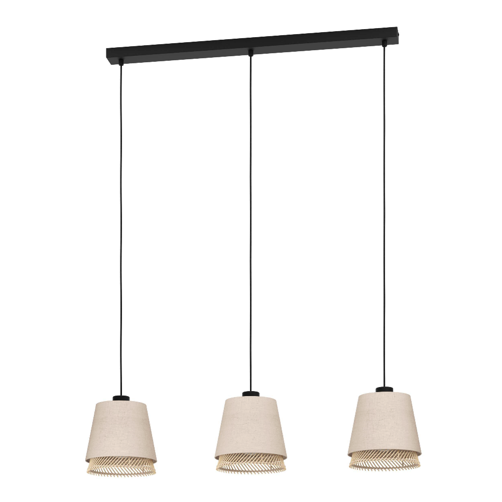 AGL Pendellampe Tabley 3-flg Stahl schwarz/Holz braun⚡️Sparpreis⚡