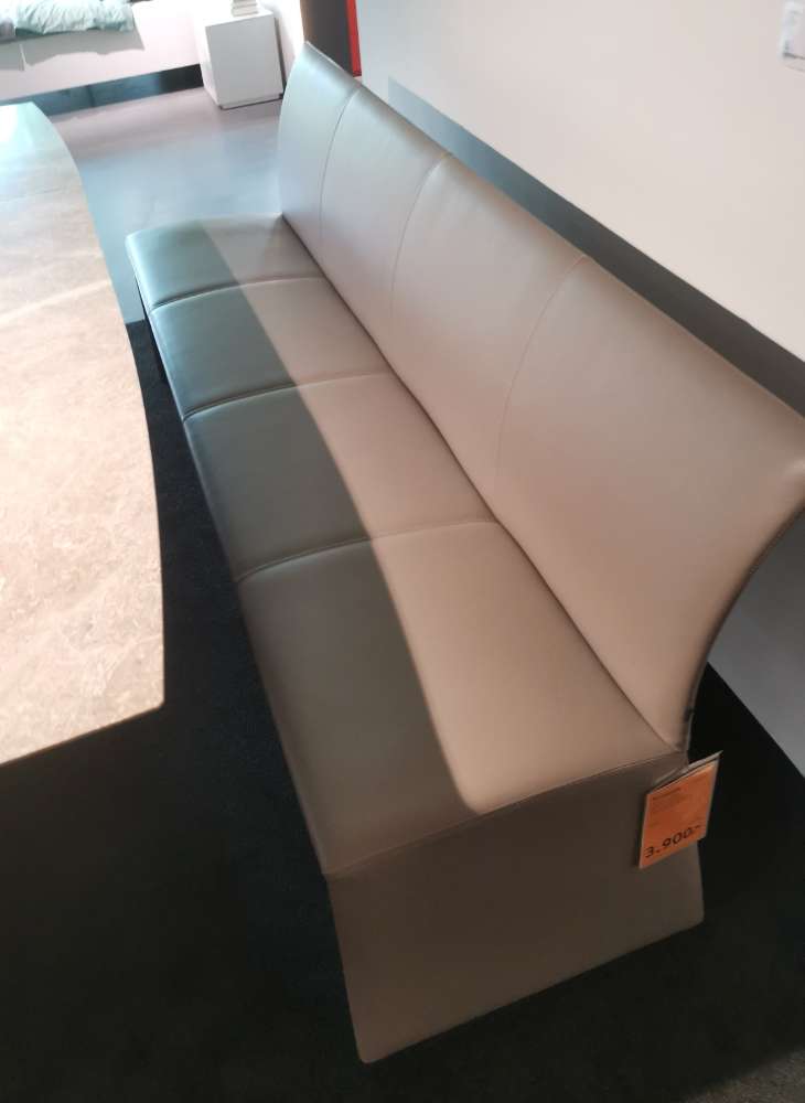 Möbel, Draenert, Esszimmer-Bank NOBILE , Leder grau, B 220 cm