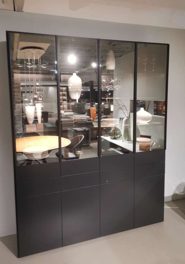 Möbel, Novamobili, Vitrinenschrank LIVING SYSTEM, Mattlack/Glas