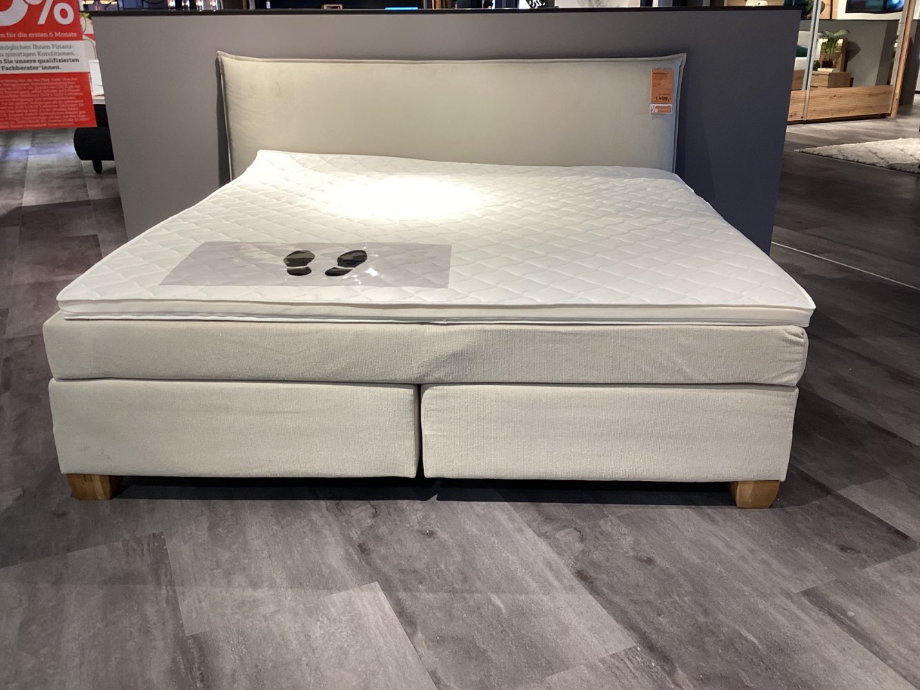 Möbel, Carryhome, Boxspringbett, Hanko, ca. 222x220cm, Beige