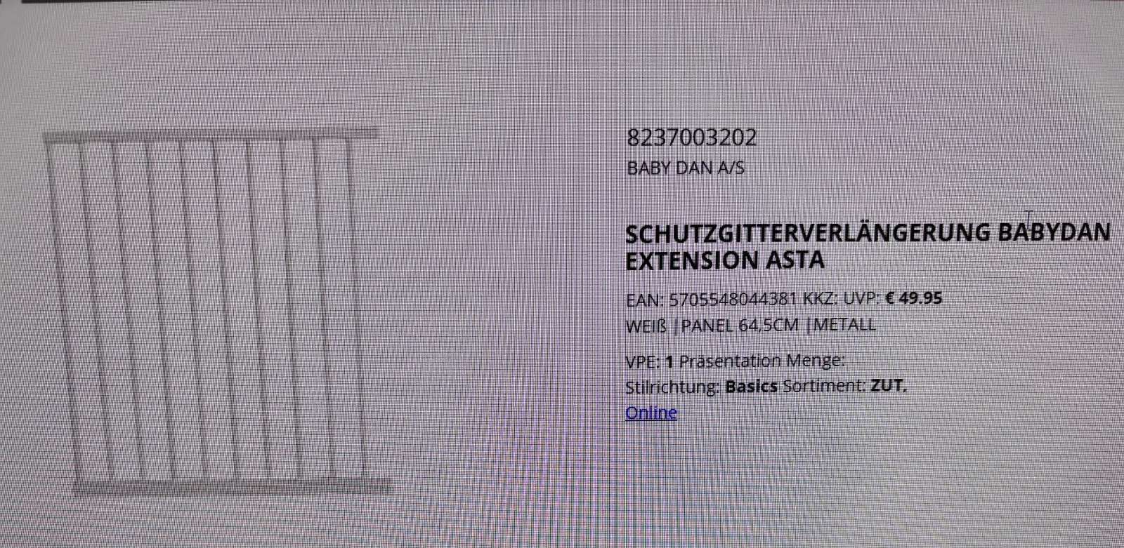 SCHUTZGITTERVERLÄNGERUNG BABYDAN