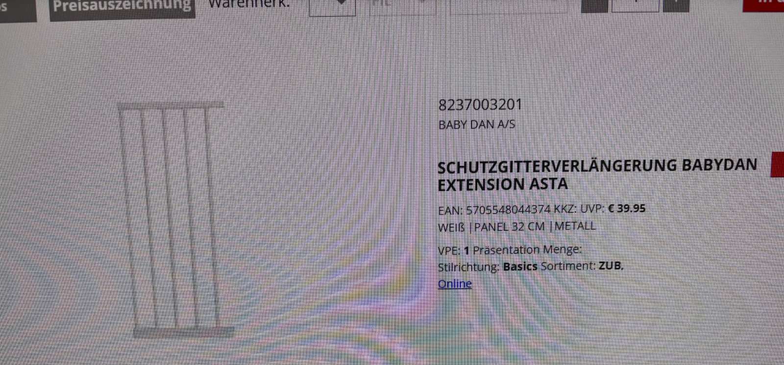 SCHUTZGITTERVERLÄNGERUNG BABYDAN EXTENSION ASTA