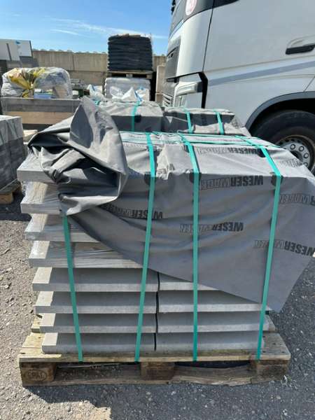 (Weserwaben) Abdeckplatte Sattel 49x35x5,5 cm Naturgrau (2.Wahl)