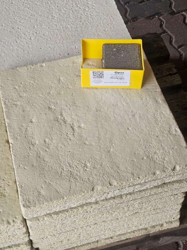 (Weserwaben) Opus Trittplatte 40x40x3 cm Champagne (2.Wahl)