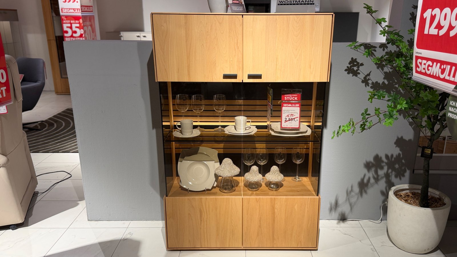 Highboard ca. 92 x 138,3 x 37 cm in Erle massiv natur