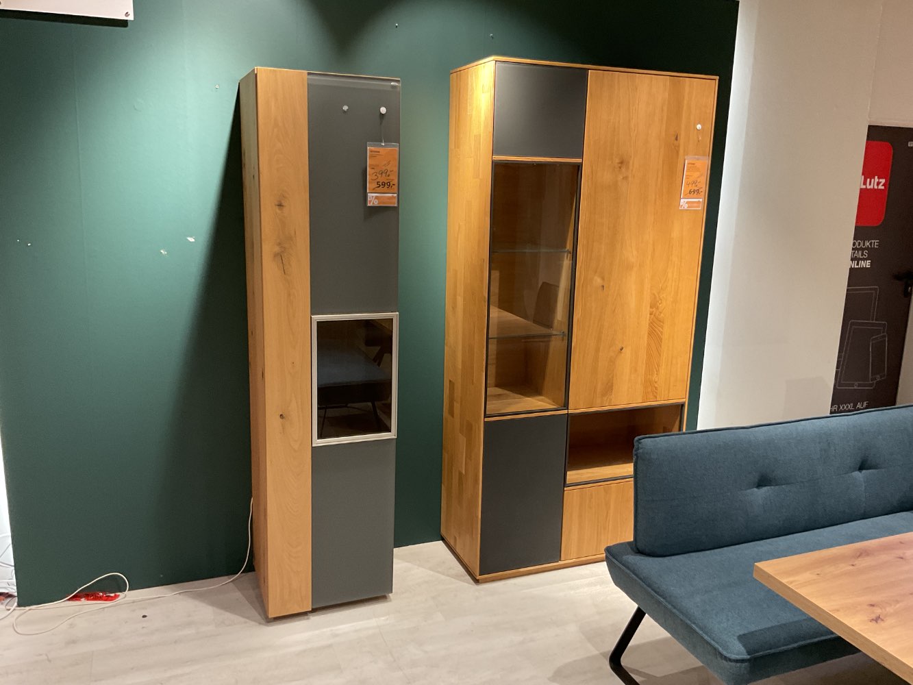 XXXLutz Ausstellungsstück Möbel Vitrine Avanti Eiche massiv Glas