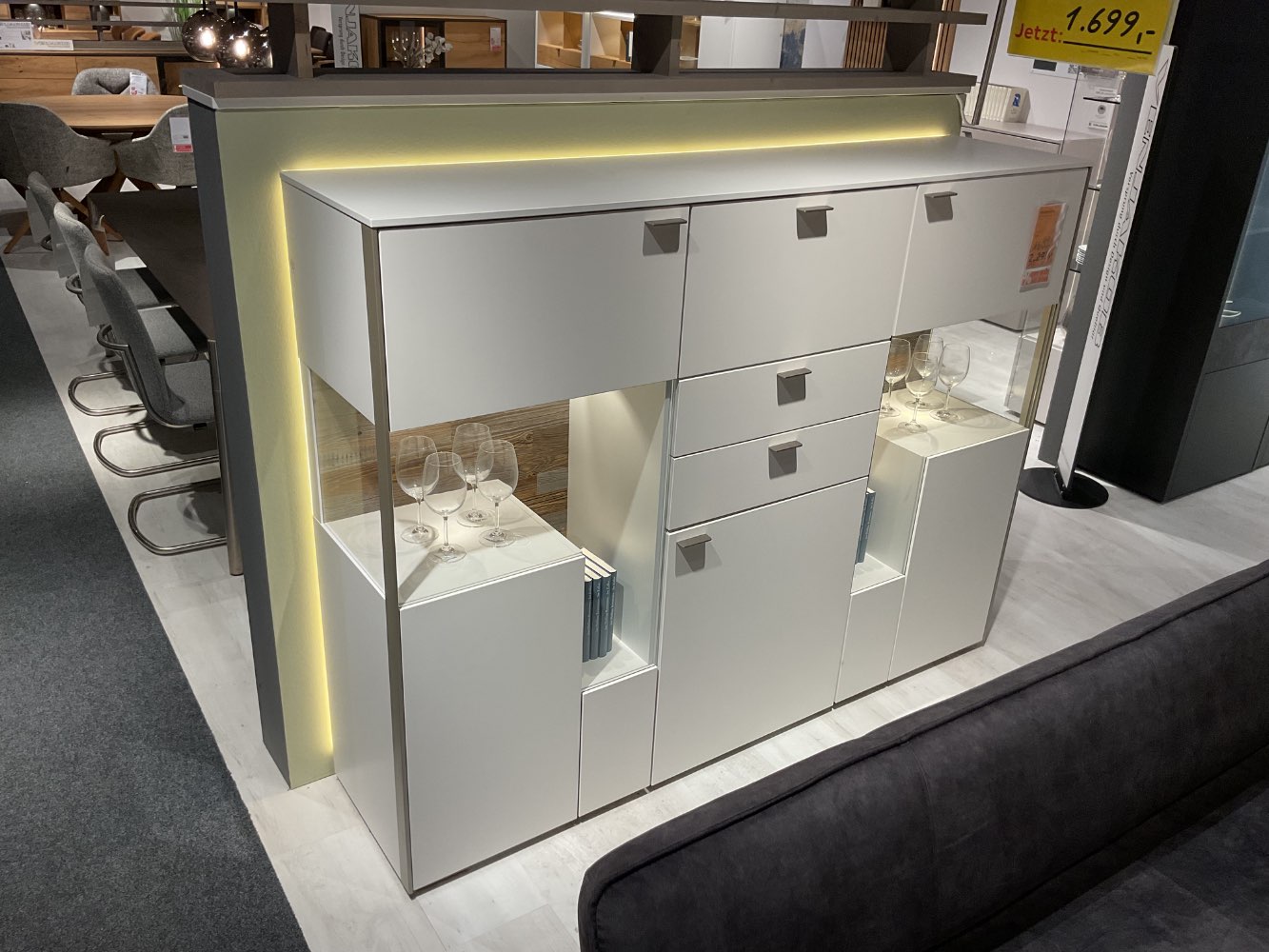 XXXLutz Ausstellungsstück Möbel Highboard Sentino Lack weiß Alu