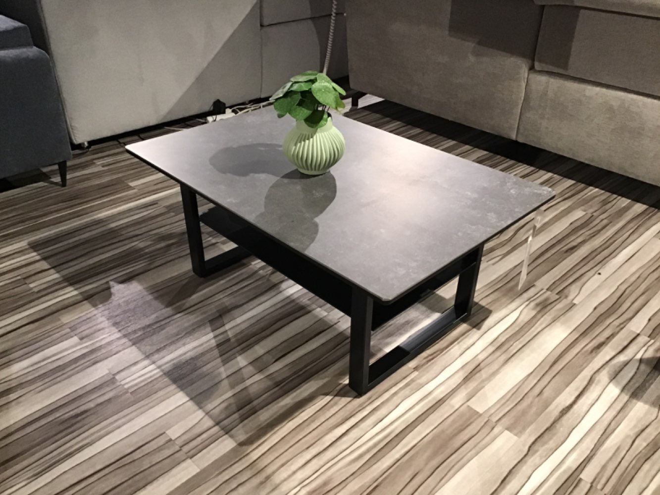 Moderner Couchtisch Tischplatte in Keramikoptik,105x45x69cm