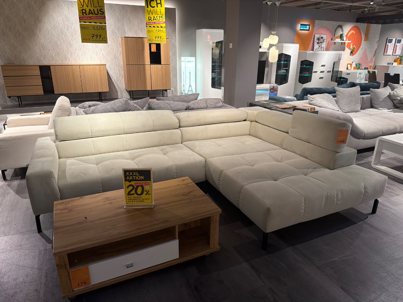 Möbel, Ecksofa Beige, Motorische Sitztiefenverstellung, XXXLutz