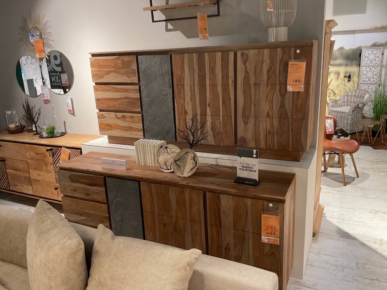 XXXLutz Ausstellungsstück Möbel Sideboard JC Sheeshamholz natur