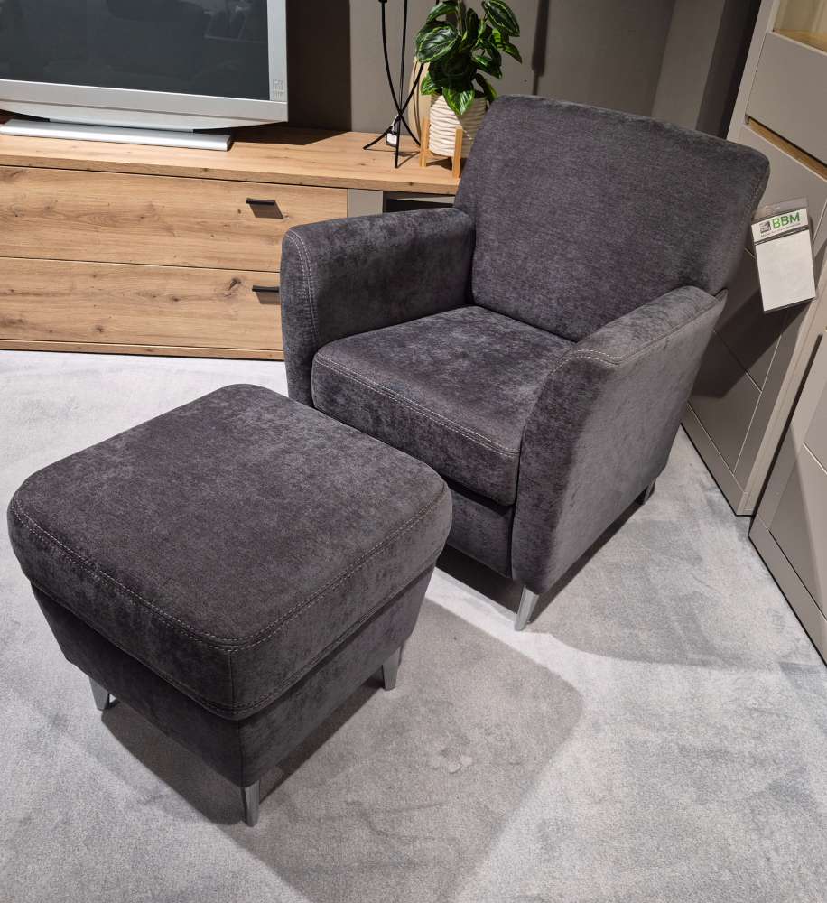 Sessel mit Hocker Bezug: 100% Polyester anthrazit