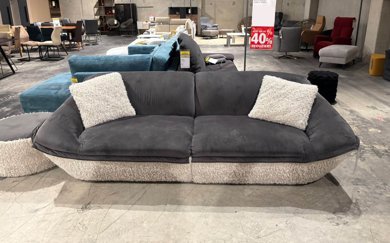 Sofa in ca. 264 x 76 x 115cm grau & beige